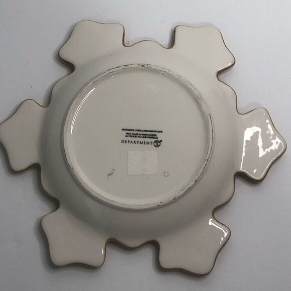 department 56 cookie plate green white sugar cookie snowflake shape 8.25 READ - Picture 6 of 7